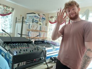 Vinyl DJ Experience by DJ Diamond Dust. Dean helping out on the vinyl stock.