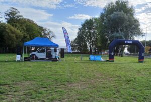Diamond Dust Roadshow at the Gower Bike Ride 2026 - Finnishing Arch